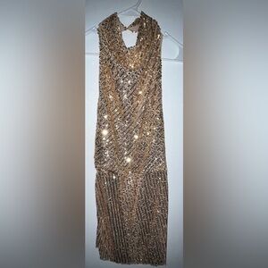 Zara Gold Sequin Backless Dress - No tags but never worn